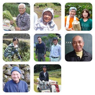 ９軒の農家さん達の顔写真